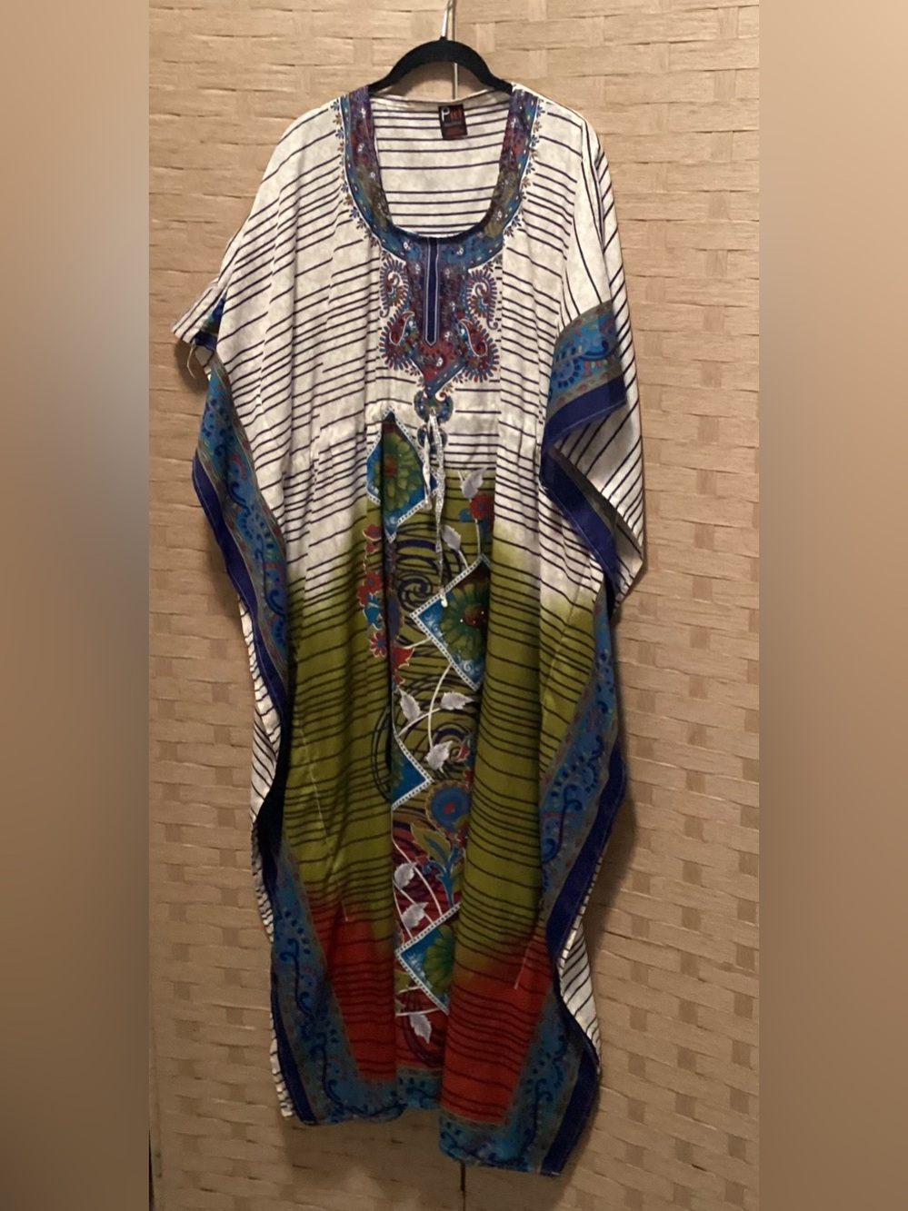 Vibrant Multicolor Bohemian Kaftan “MooMoo” with Waist Tie